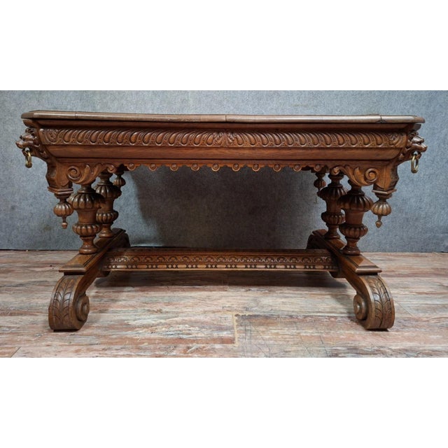 Brown Renaissance Dining Table in Carved Oak, 1800s For Sale - Image 8 of 8