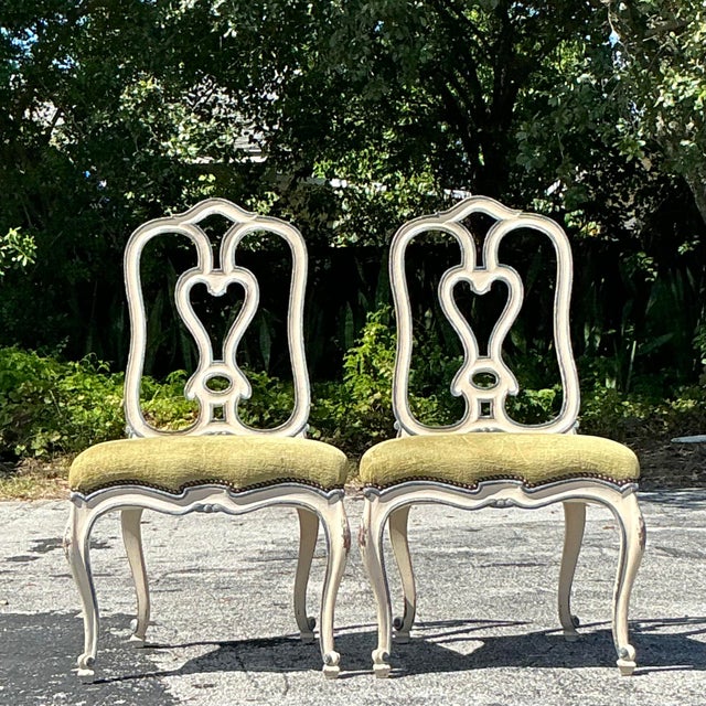 Queen Anne Vintage Regency Niermann Weeks Queen Anne Scroll Dining Chairs - Set of 2 For Sale - Image 3 of 10