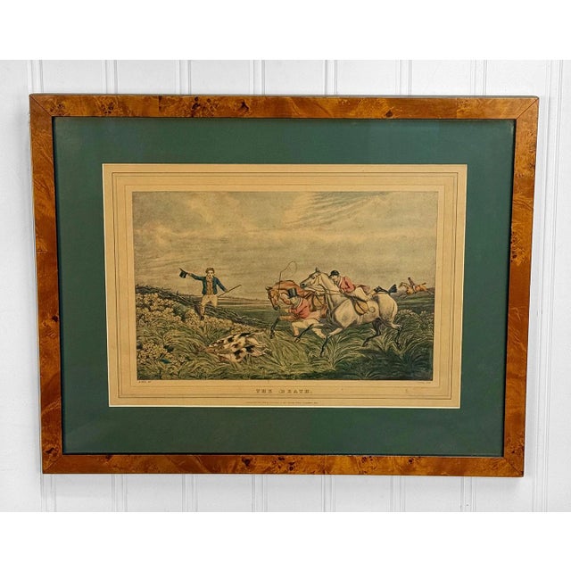 Traditional Antique Traditional Equestrian Fox Hunt "The Death" Framed Lithograph For Sale - Image 3 of 13