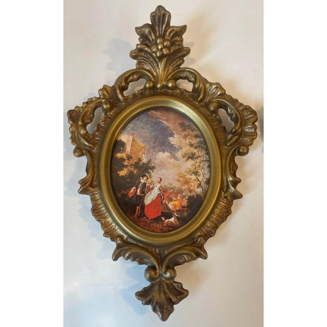 Vintage Italian Style Gilt Gold Framed Prints For Sale - Image 4 of 5