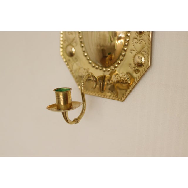 Mid-Century Modern Baroque Swedish Brass Sconces, Set of 2 For Sale - Image 3 of 13
