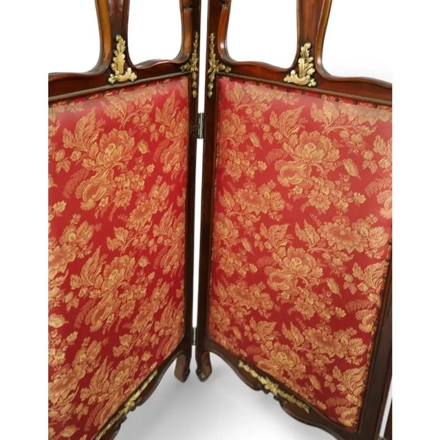 Antique French Mahogany & Gilt Bronze Room Divider Dressing Floor Screen.