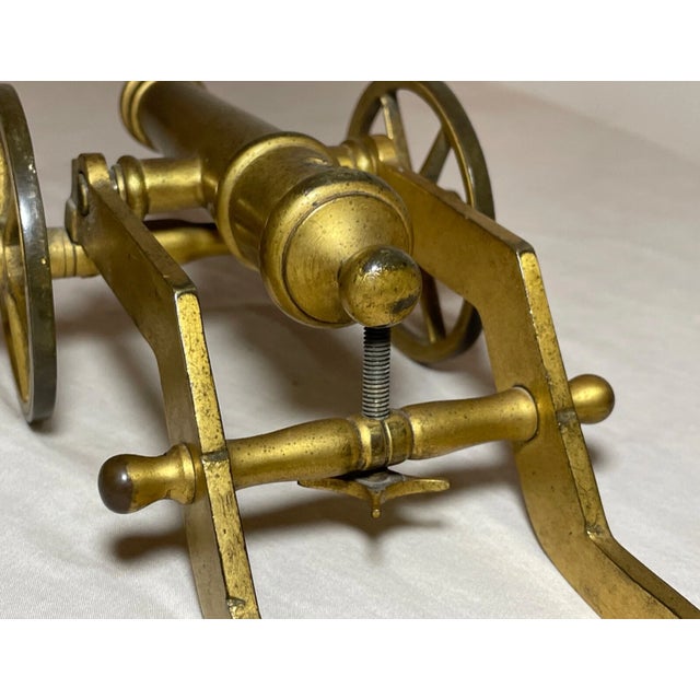 Rare Antique Early 20th Century Gilt Brass Machinist Mini Scale Cannon Model For Sale - Image 12 of 13