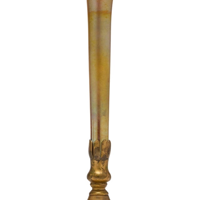 Early 20th Century Tiffany Furnaces Patinated Bronze and Favrile Glass Vase For Sale - Image 4 of 9