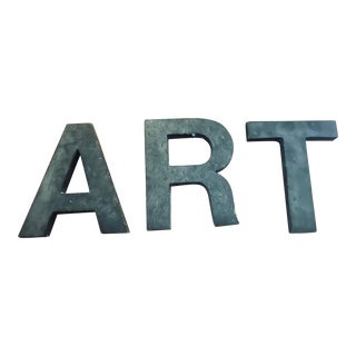Authentic 1940s Vintage Steel Letters Art- Set of 3 For Sale