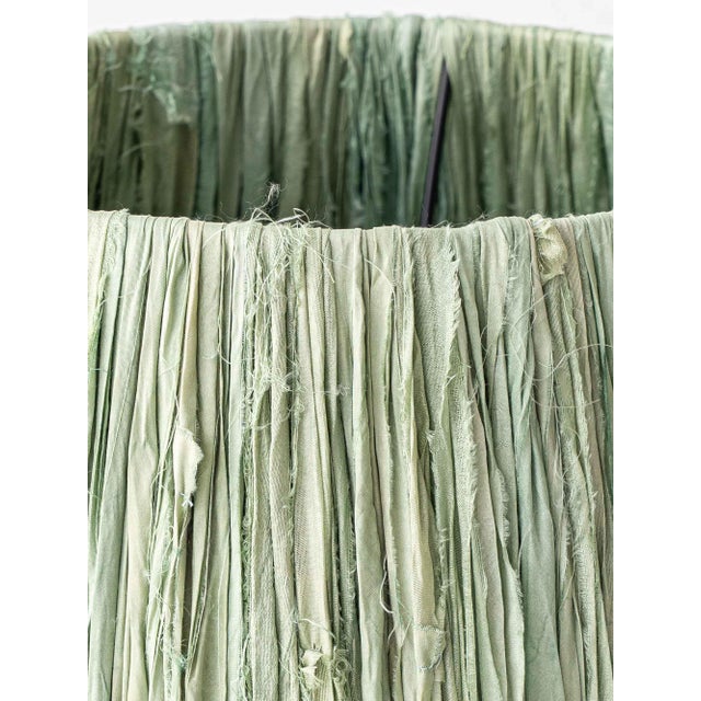 Art Deco Japonisme Ceramic Table Lamp with Silk Sari Ribbon Lampshade, 1928 For Sale - Image 14 of 15