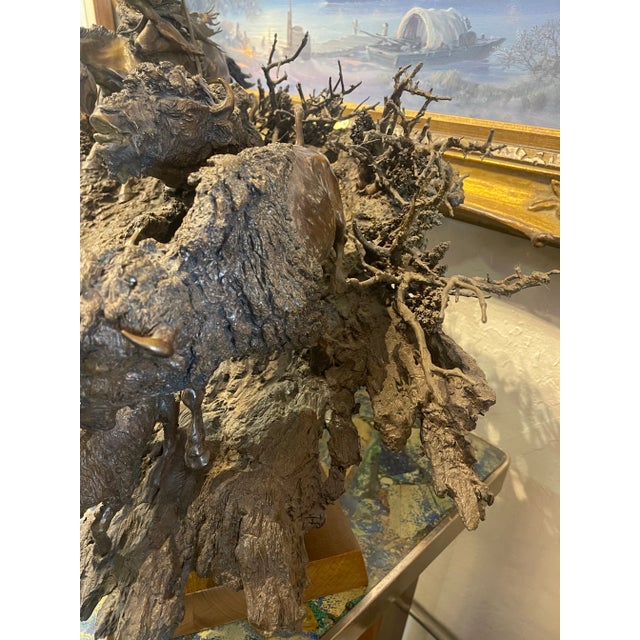 1980s 1980s “American Primeval “ Bronze by Bob Grieves Native American Theme 21" #1 of 2 For Sale - Image 5 of 9