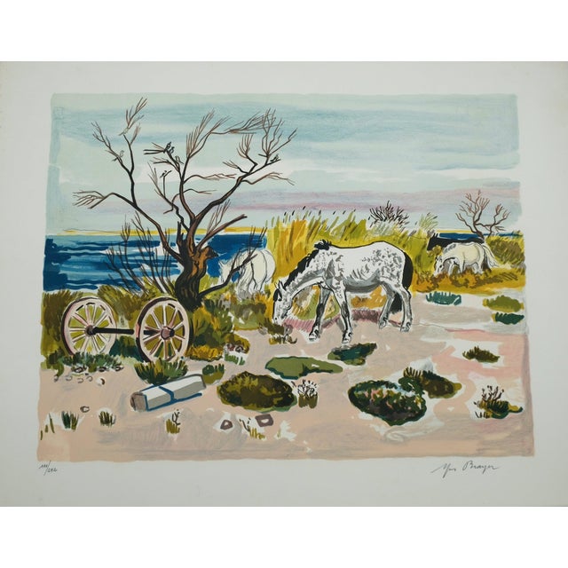 Yves Brayer, Cheval au bord de l'étang, Lithograph For Sale