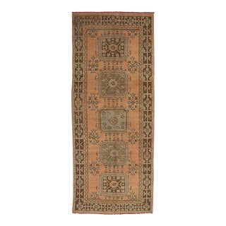 Mid 20th Century Mid 20th Century Wide Vintage Turkish Oushak Runner Rug For Sale