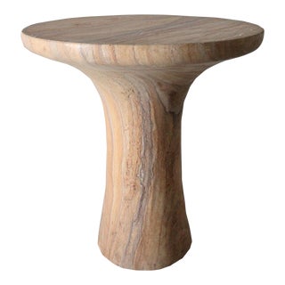 Tabla Table in Rainbow Teakwood Handcrafted in India by Paul Mathieu For Sale