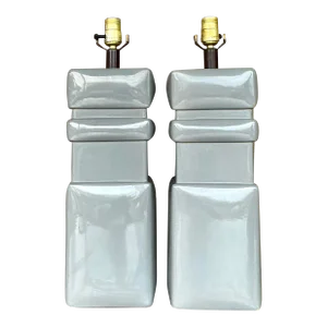 Vintage Mid 20th Century Glazed Ceramic Lamps - a Pair