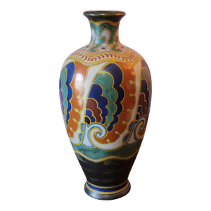 Rare Monumental Antique Art-Nouveau Dutch Holland Large Gouda Pottery Vase #711 C1918