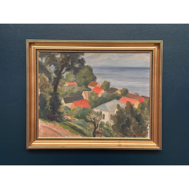 Bernhard Önstad, Coastal Village, 1960s, Oil on Panel, Framed For Sale - Image 16 of 16