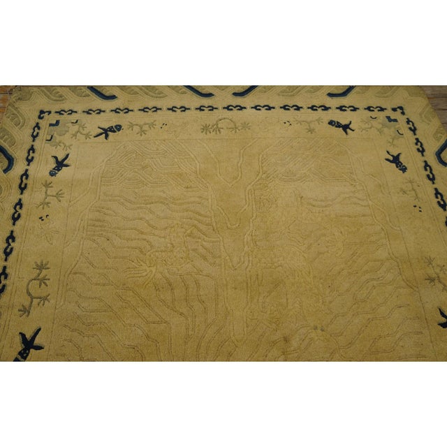 Late 19th Century 1890s Beige Dragon Qing Antique Chinese Peking Carpet Knotted Wool Small Rug For Sale - Image 5 of 8