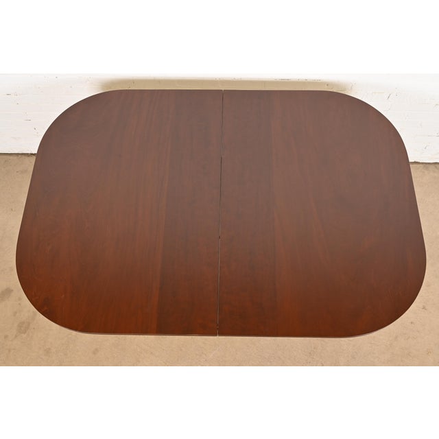 Brown Baker Furniture Style Georgian Mahogany Double Pedestal Extension Dining Table, Newly Refinished For Sale - Image 8 of 11