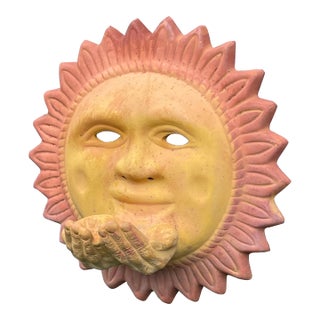 Terracotta Hanging Sun Shaped Bird Bath With Hands For Sale