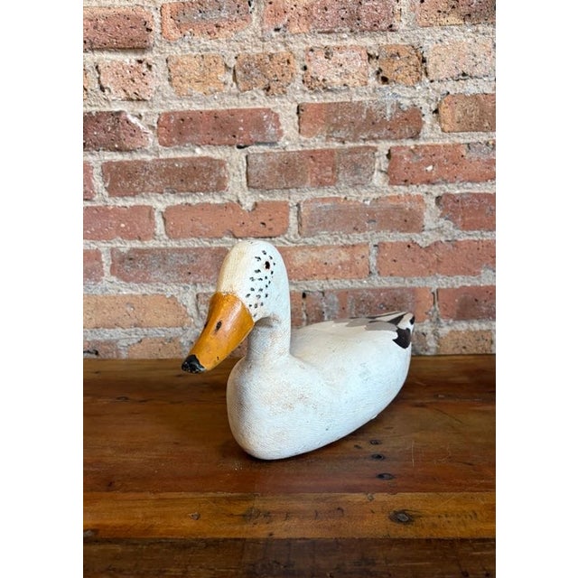 Vintage Hand-Carved White Pekin Duck Wooden Decoy For Sale - Image 13 of 15