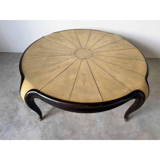 Art Deco Vintage Art Deco Style Shagreen & Ebony Round Coffee Cocktail Table For Sale - Image 3 of 15
