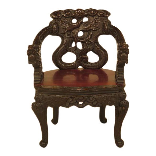 Antique Highly Carved Chinese Dragon Armchair | Chairish