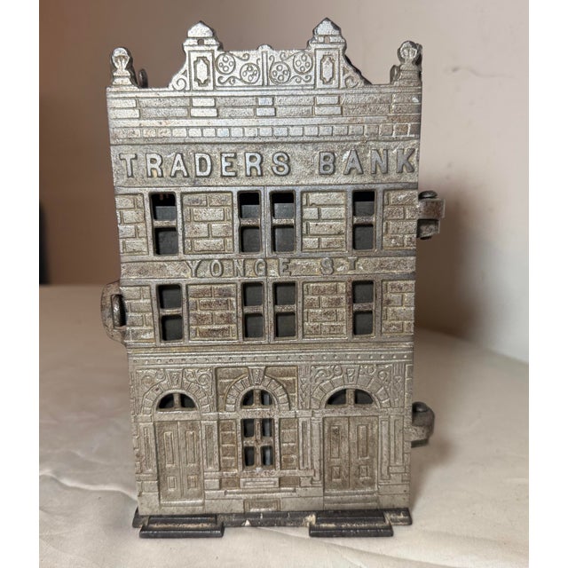 Rare Complete Big Antique Jarvis 1891 Traders Bank Toronto Cast Iron Still Bank For Sale - Image 11 of 18
