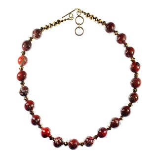 Ajd 17 Inch Poppy Jasper With Goldy Accents Necklace Great Gift For Sale