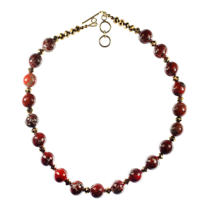 Ajd 17 Inch Poppy Jasper With Goldy Accents Necklace Great Gift