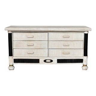 Six-Drawer Chest of Drawers in Off-White Lacquered Rattan, France, 1980s For Sale