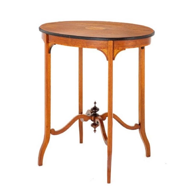 Wood Sheraton Occasional Table in Mahogany Inlay, 1890s For Sale - Image 7 of 7