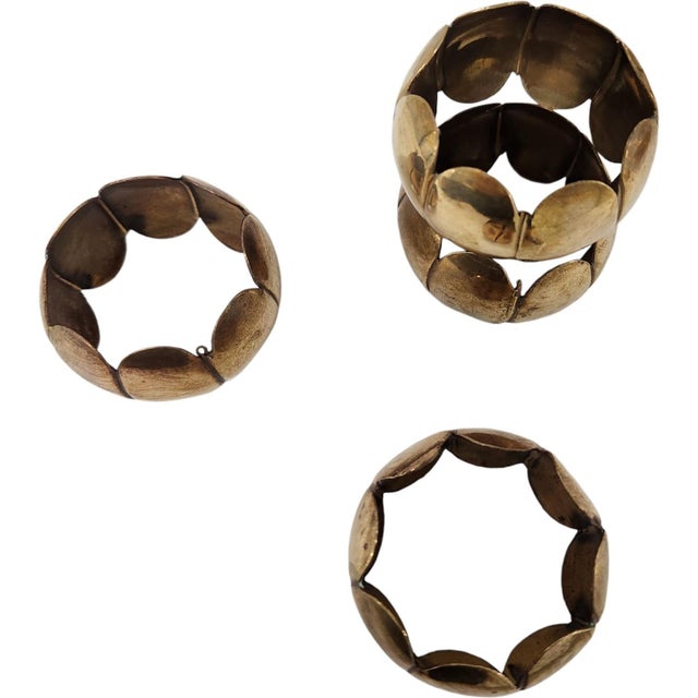 Late 20th Century Vintage Sculptural Brass Napkin Rings – Set of 12 For Sale - Image 5 of 5