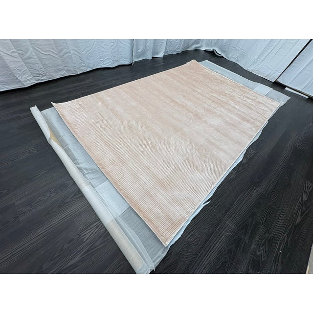 Rh Reeve Stripe Handwoven Rug — 6' × 9' Petal | 100% Tencel™ | Subtle Sheen & Texture For Sale - Image 10 of 18