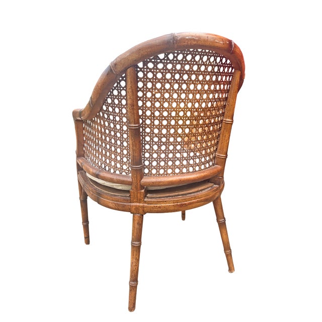 Boho Chic Vintage Faux Bamboo Accent Side Chair With Rattan Cane Back For Sale - Image 3 of 7