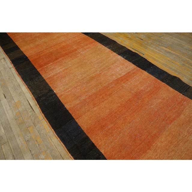 1960s 1950s Orange Open Field Vintage Turkish Anatolian Runner Carpet 4'3" X 18'8" Knotted Wool Rug For Sale - Image 5 of 9