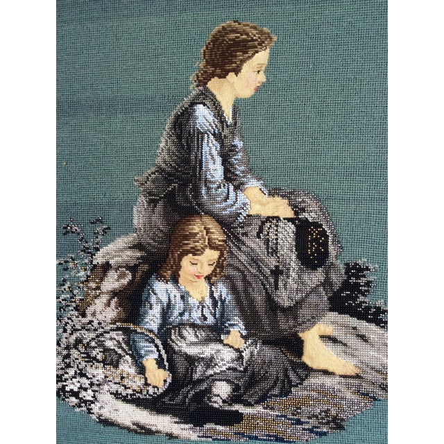 Victorian Antique C1870s French Victorian Beaded Tapestry, Mother, Child For Sale - Image 3 of 7