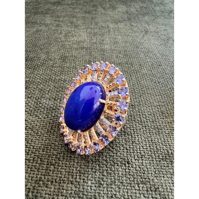 Bochic "Orient" Vintage Diamond, Blue Opal & Tanzanite Ring Set 18K Gold & Silver For Sale In New York - Image 6 of 18