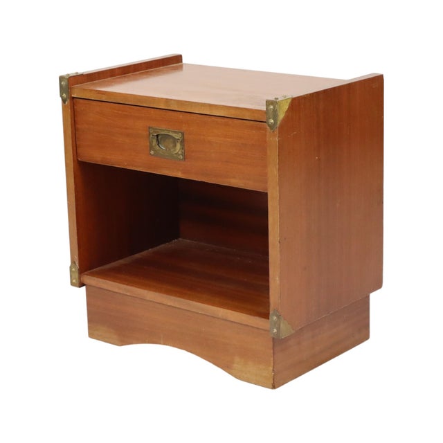 Wood Vintage Campaign Bedside Table by Gautier, France, 1960s For Sale - Image 7 of 18