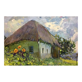 1970s Oil Painting Old House in Poltava Kolesnik Boris Afanasevich For Sale