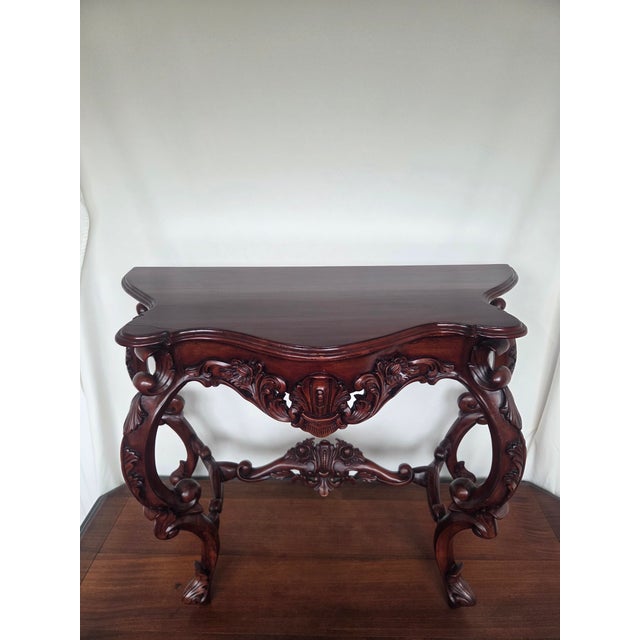 Victorian 1970s Victorian Revival Mahogany Carved Pier/Console Table For Sale - Image 3 of 10
