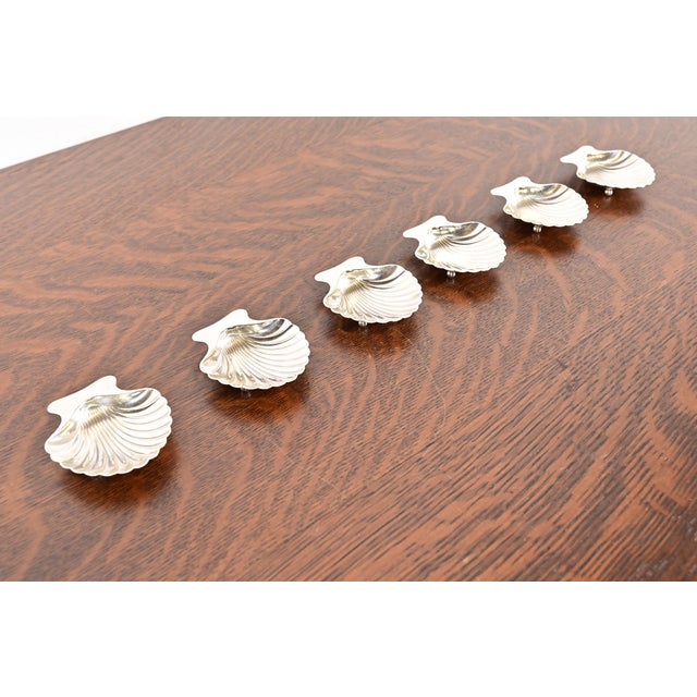 Art Deco Tiffany & Co. Sterling Silver Shell Form Salt Cellars or Nut Bowls, Set of Six For Sale - Image 3 of 11
