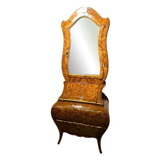 Shaped Inlaid Walnut Trumeau, Piedmont, Italy, Late 18th Century For Sale