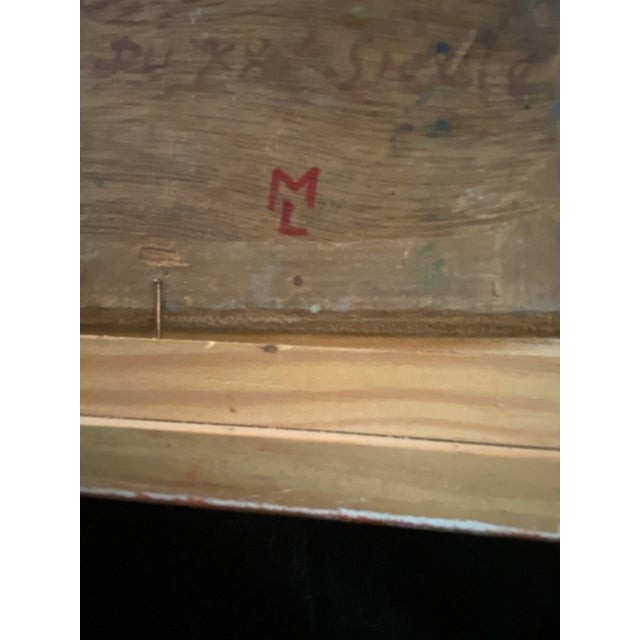 1940s A 20th-Century French Oil Painting With Inscribed Text and Monogram. For Sale - Image 5 of 12