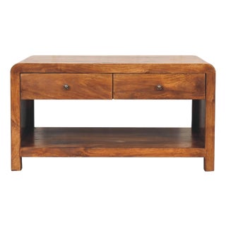 Chestnut-Finish Mango Wood Curved Coffee Table For Sale