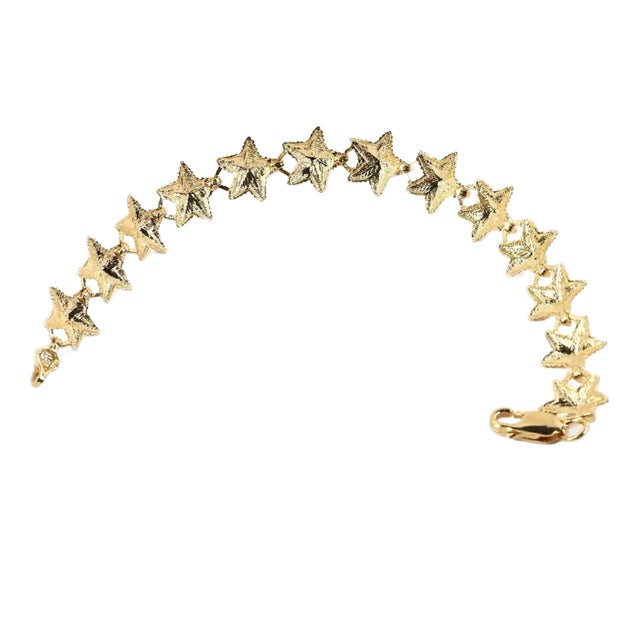 23553 - Ound Starfish 14k Yellow Gold Cut Design Link Bracelet For Sale