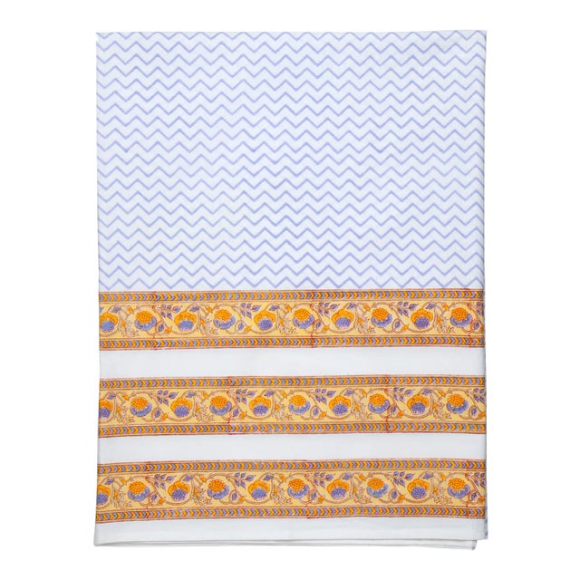 Juhi Chevron Flat Sheet, King - Periwinkle For Sale
