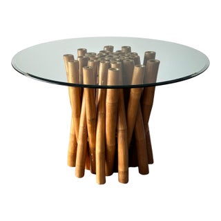 Bundled Bamboo Glass-Top Dining Table, Attributed to Budji Layug, 1970s For Sale