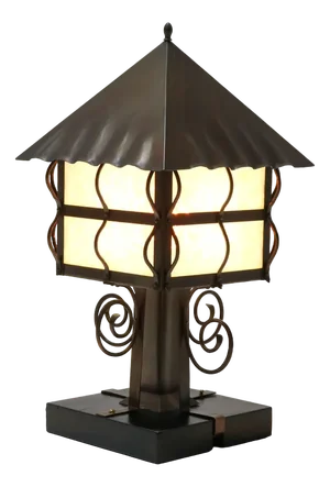 Arts & Crafts Patinated Wrought Iron Table Lamp, 1900s