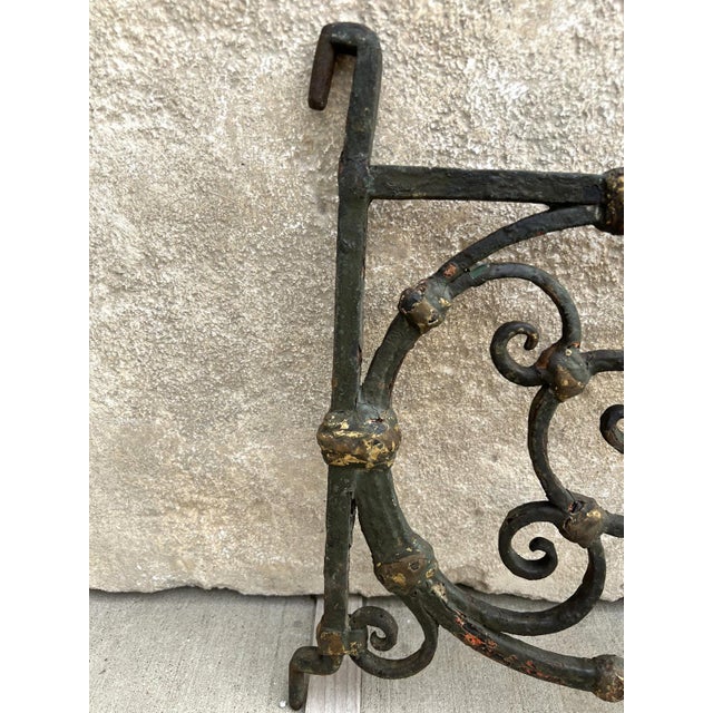Pair of 18th Century Italian Painted Wrought Iron Wall Mounted Candle Holders For Sale - Image 11 of 18