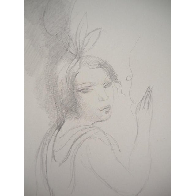 Marie Laurencin, Girl with a Bow, Original Pencil Drawing For Sale - Image 4 of 6