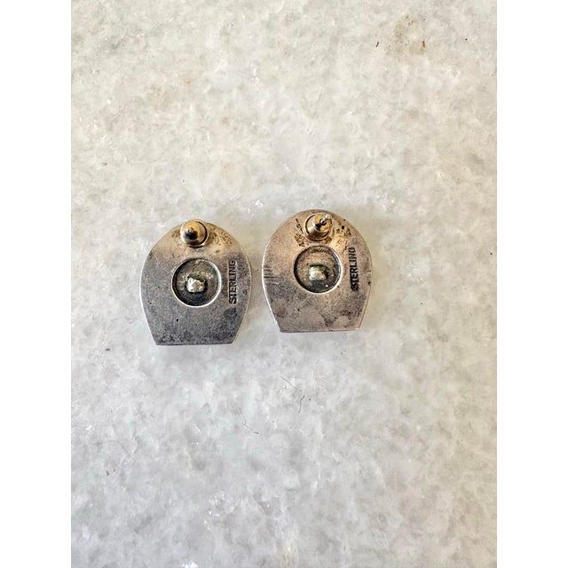 Vintage Bell Trading Post Turquoise & Sterling Silver Post Earrings For Sale - Image 4 of 5