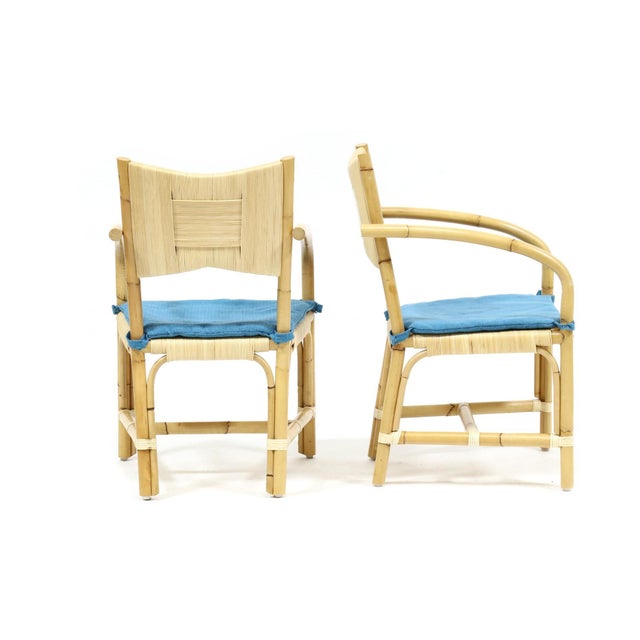 Late 20th Century Attributed John Hutton, Pair of Rattan Armchairs For Sale - Image 6 of 7