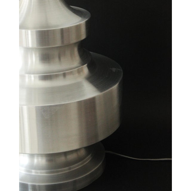 Large Table Lamp in Brushed Aluminium, 1970s For Sale - Image 4 of 6